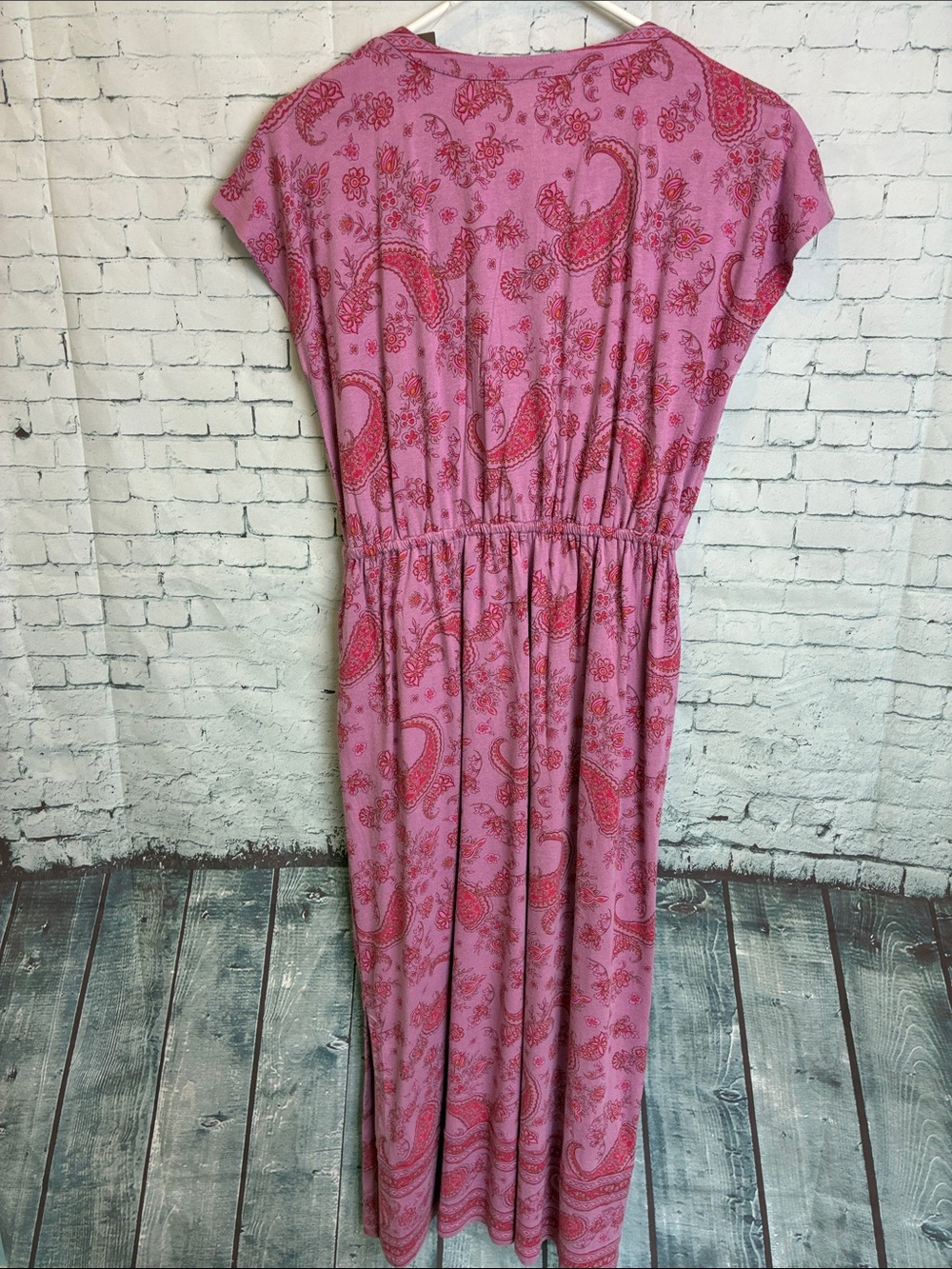 Pure Jill Border Print Maxi Dress Small Petite Pink Purple Paisley Casual NWT - Picture 11 of 16